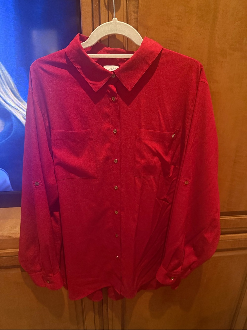 Calvin Klein Women’s Button-Down Shirt in Red
